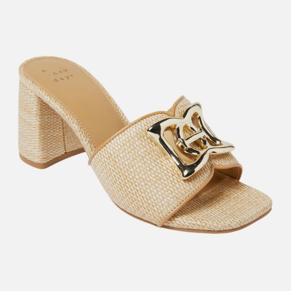 a new day Raffia “Arden” Block Heel Sandal